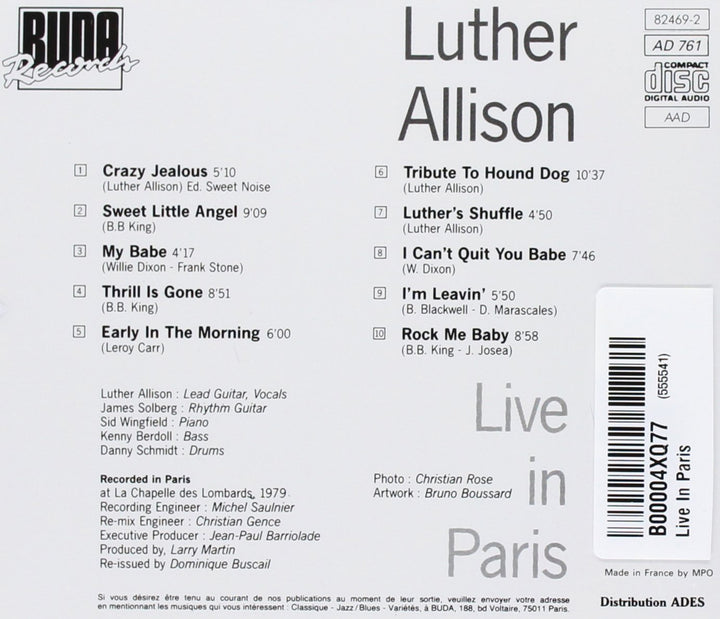 Luther Allison - Live In Paris, Audio-CD