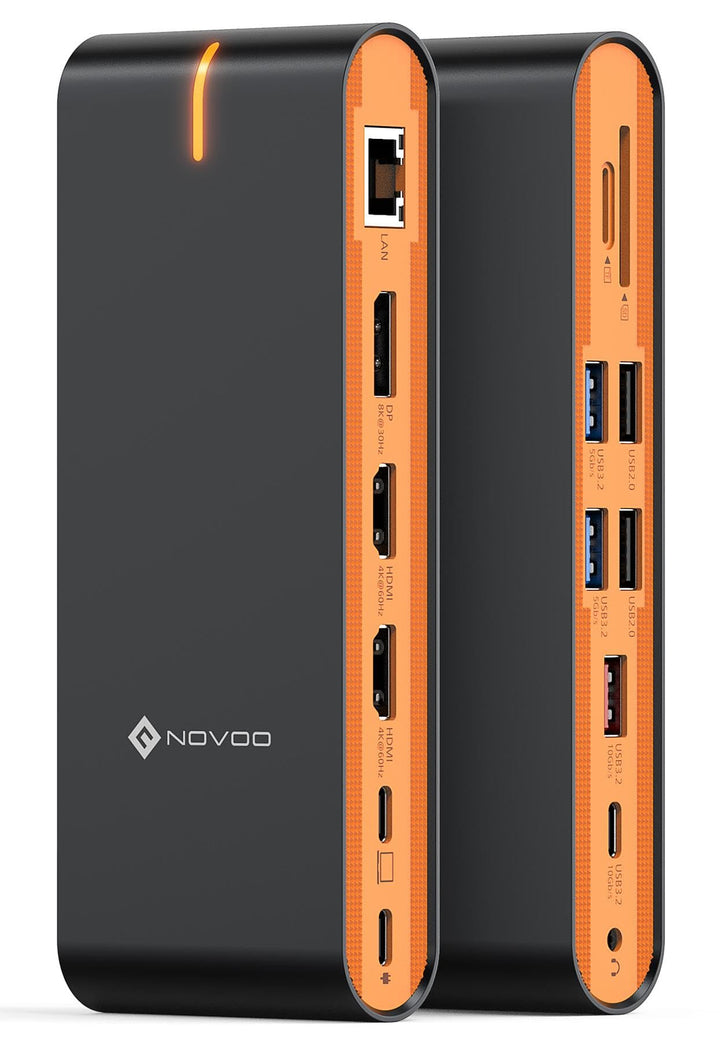 NOVOO 15-in-1 USB C Docking Station Triple Monitor 8K@30Hz DP,Dual 4K@60Hz HDMI, 10Gbps USB-A+C,SD/T