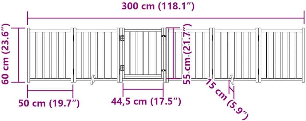 vidaXL Hundetor 6-TLG., Hundegitter Faltbar mit Tür Stützbeine, Schutzgitter für Wohnzimmer Küche Tr