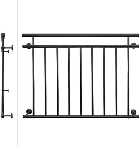 ECD Germany Französischer Balkon 128 x 90 cm | mit 9 Füllstäben | Anthrazit | matt und rau | aus pul
