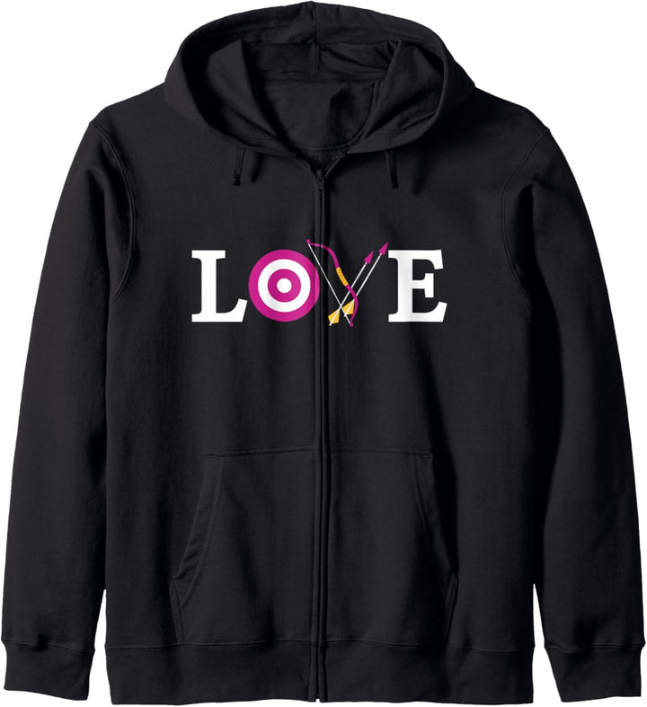 Bogenschiessenbogen Bogenbogen Zielscheibe Love Kapuzenjacke