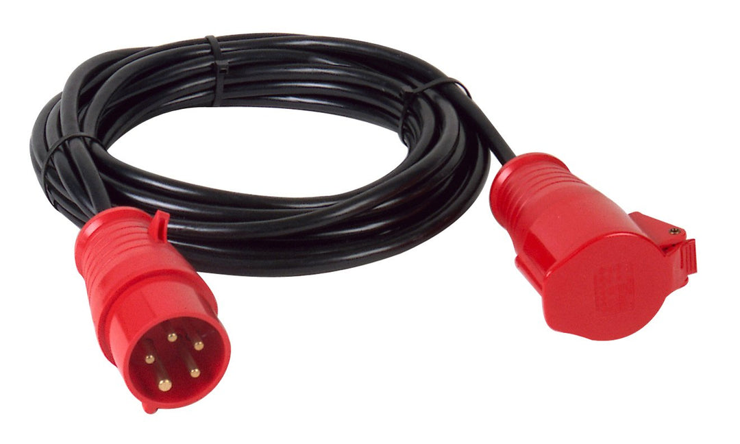 PCE 40581 CEE-Verlängerung, 16A, 10m, H05VV-F5G1,5qmm, rot/sw