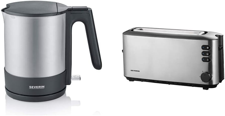 SEVERIN Wasserkocher, edelstahl/schwarz, WK 3409 & Automatik-Langschlitztoaster, Automatik-Toaster m