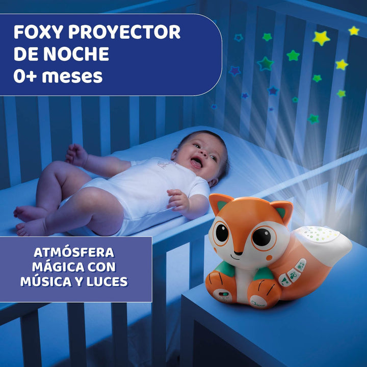 Chicco Projektor Foxy, niedlicher tragbarer Projektor mit entspannenden Melodien und bunten Projekti