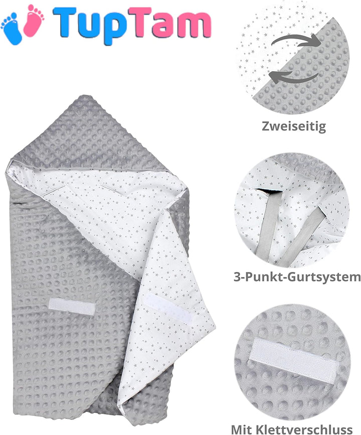 TupTam 2er Set Baby Decken Einschlagdecke 85x85 cm für Autositz Babyschale Babydecke Wiegendecke Min