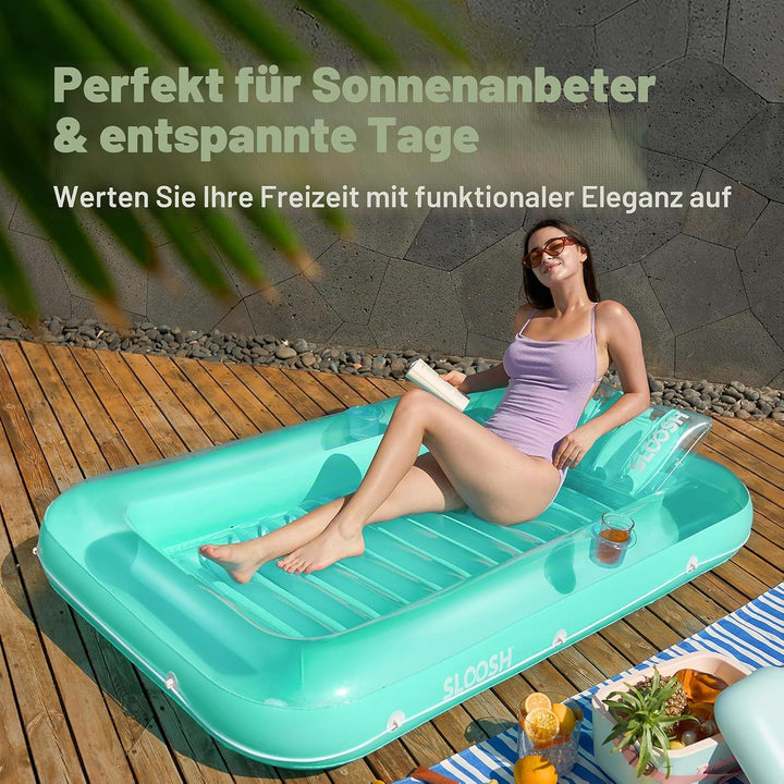 Sloosh aufblasbarer Sonnenpool, Luftmatratzte Pool, Sonnenbad mit abnehmbarem Kissen, persönlicher L