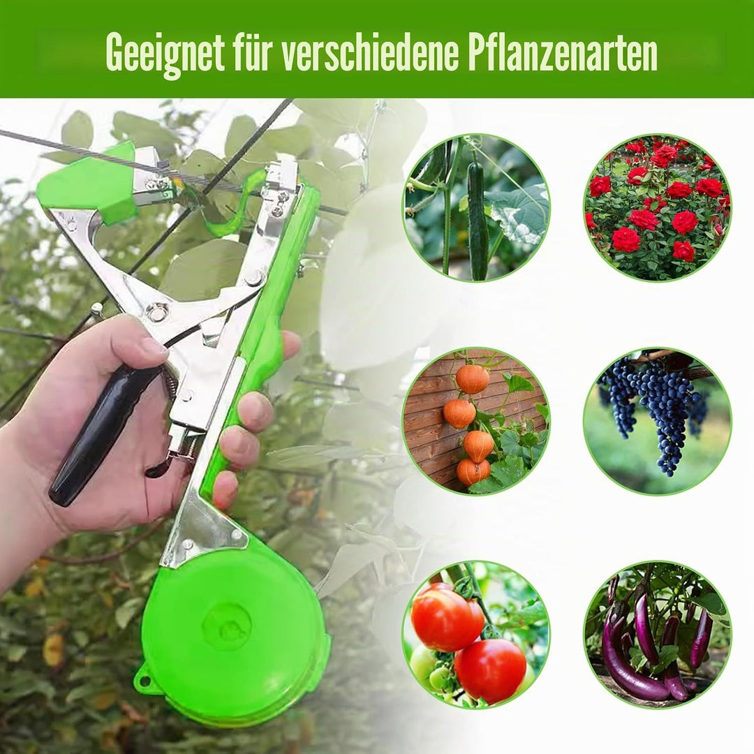 Pflanzenbindemaschine,komplett mit 10000 Klammern und 20 Rollen grünem Gartenbau-Pflanzenbindeband g