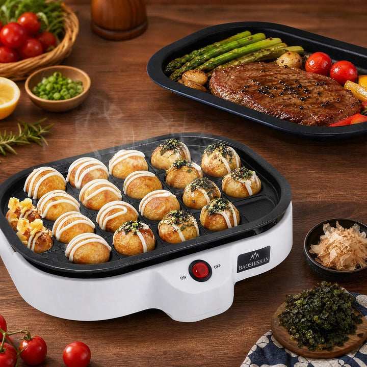BAOSHISHAN Elektrische Takoyaki Maker Octopus Ball Maschine 20 Löcher Takoyaki Gerät für Zuhause 220