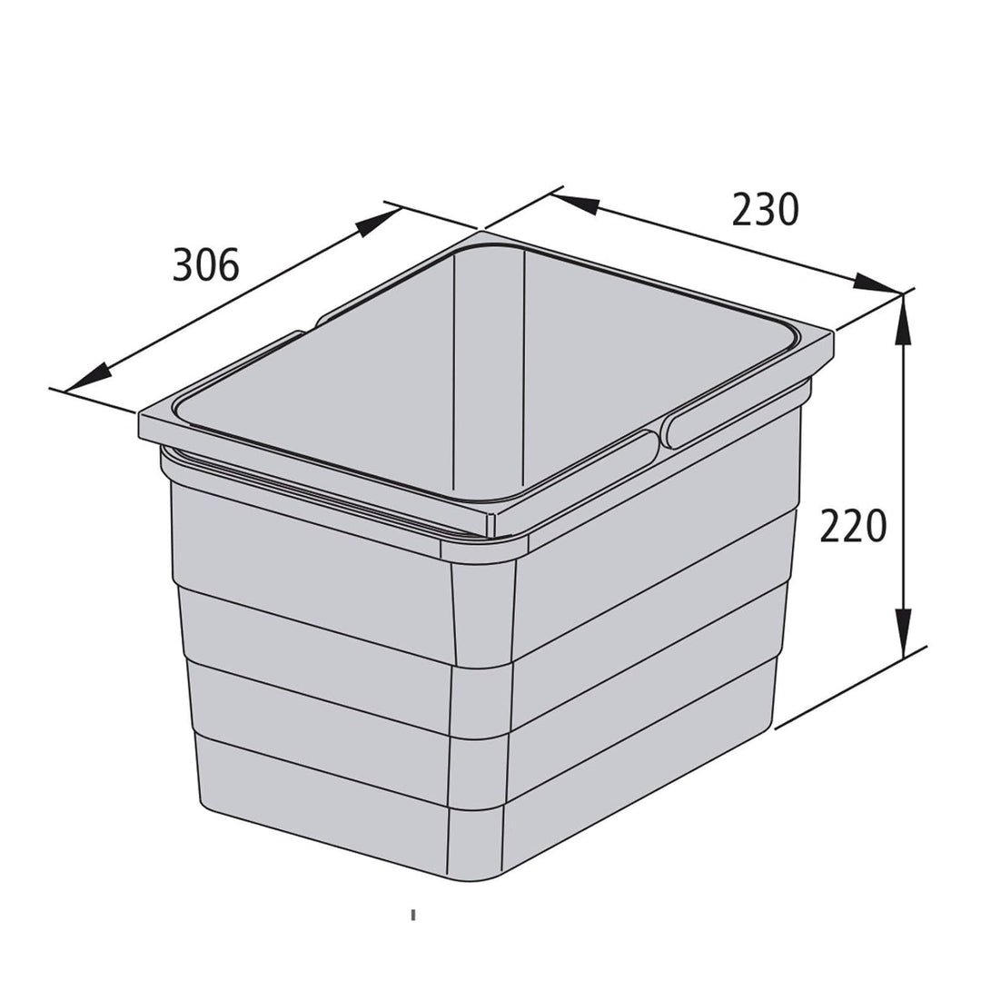 eins2vier Abfallsammler Höhe: 220 mm Volumen 12 Liter 230 x 306 mm alugrau 5170.10 Mülleimer Abfalle