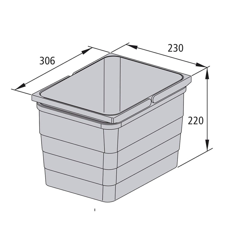 eins2vier Abfallsammler Höhe: 220 mm Volumen 12 Liter 230 x 306 mm alugrau 5170.10 Mülleimer Abfalle