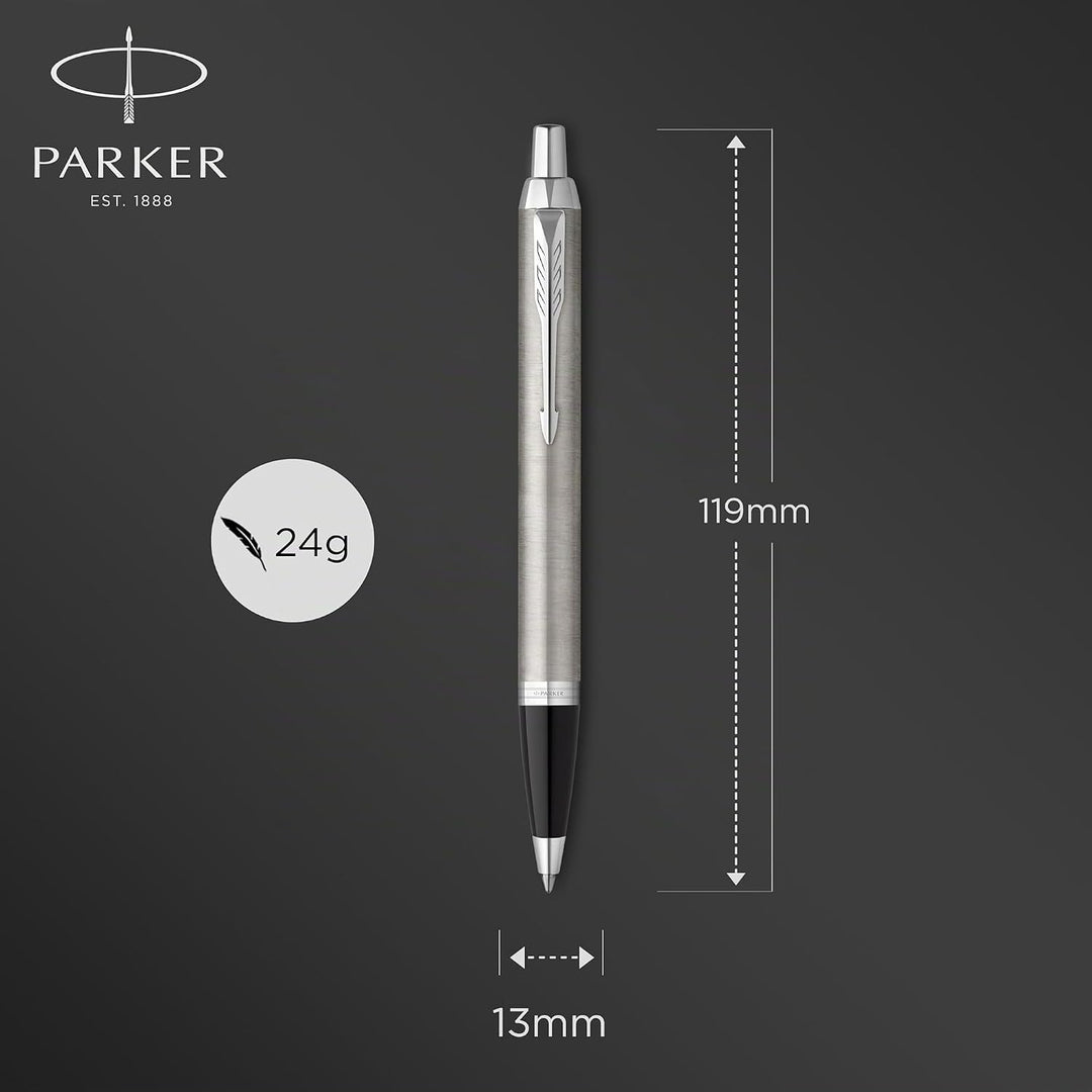 Parker IM Duo-Geschenkset mit Kugelschreiber &amp; Tintenroller | Brushed Metal mit Goldzierteilen | Nac
