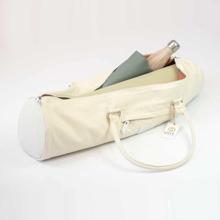 Love Generation Sport &amp; Freizeit-Fitness-Yoga-Taschen für Yogamatten XL Cremeweiss rund, Cremeweiss