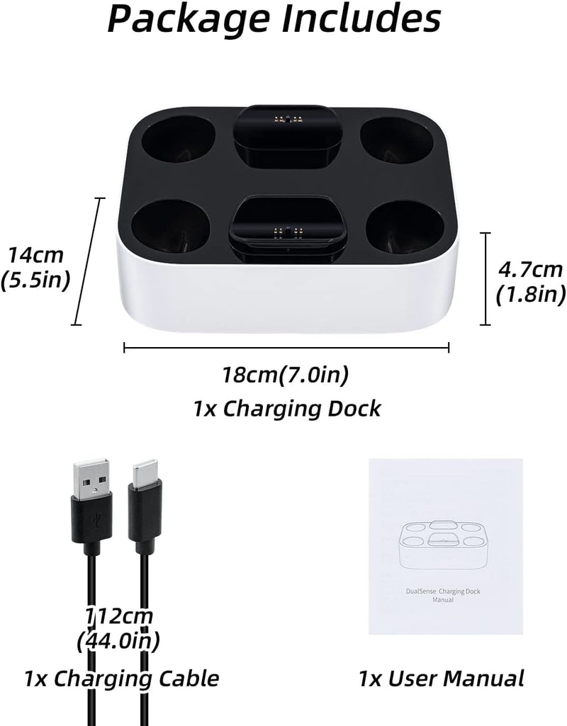 Mcbazel Ladestation PS5 Controller, PS5, Doppel-Ladegerät, Schutz gegen Überhitzung, dreifacher Schu