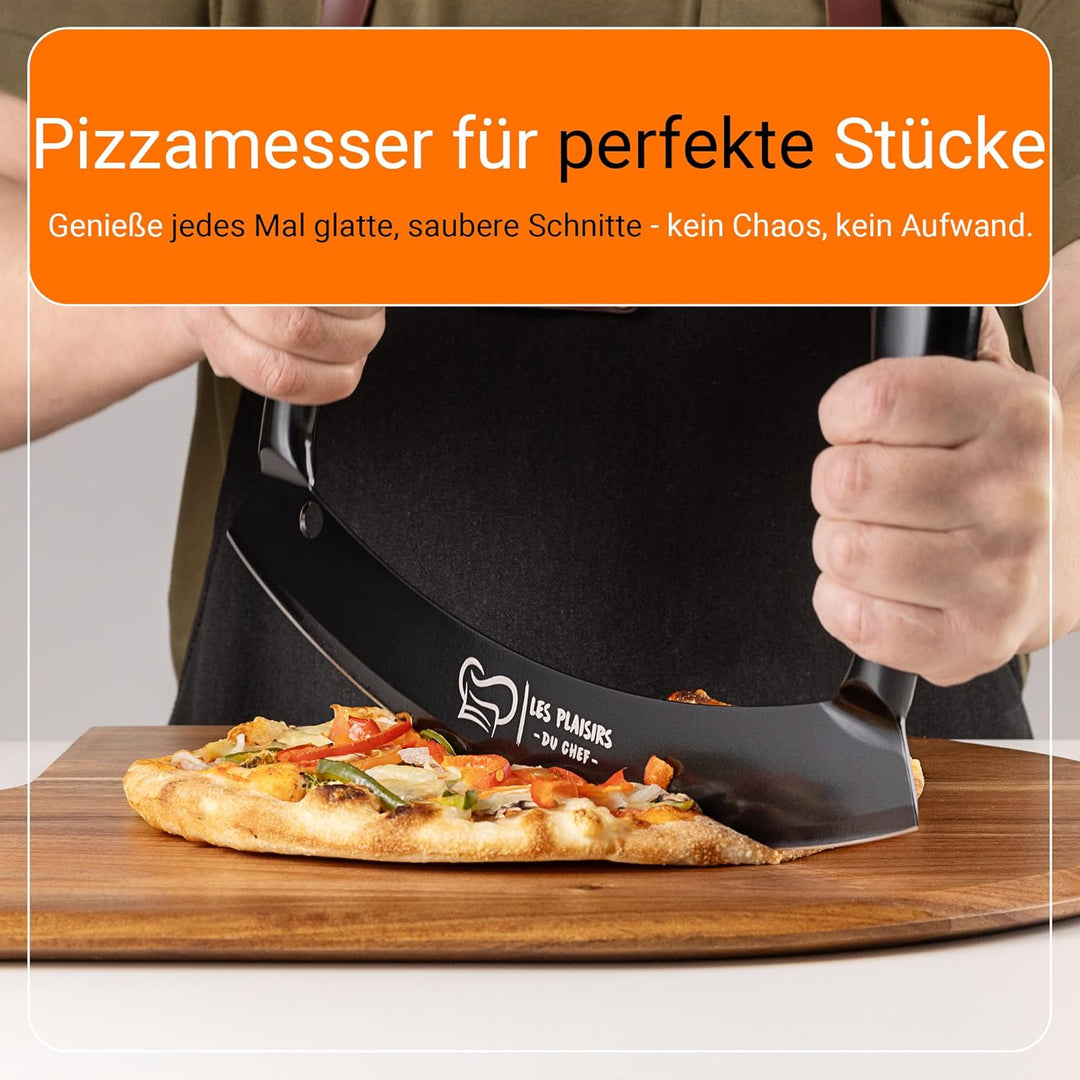 Extra scharfer Pizza Schneider/Pizzaschneider mit Antihaft-Beschichtung – Wiegemesser 30,5 cm mit Do