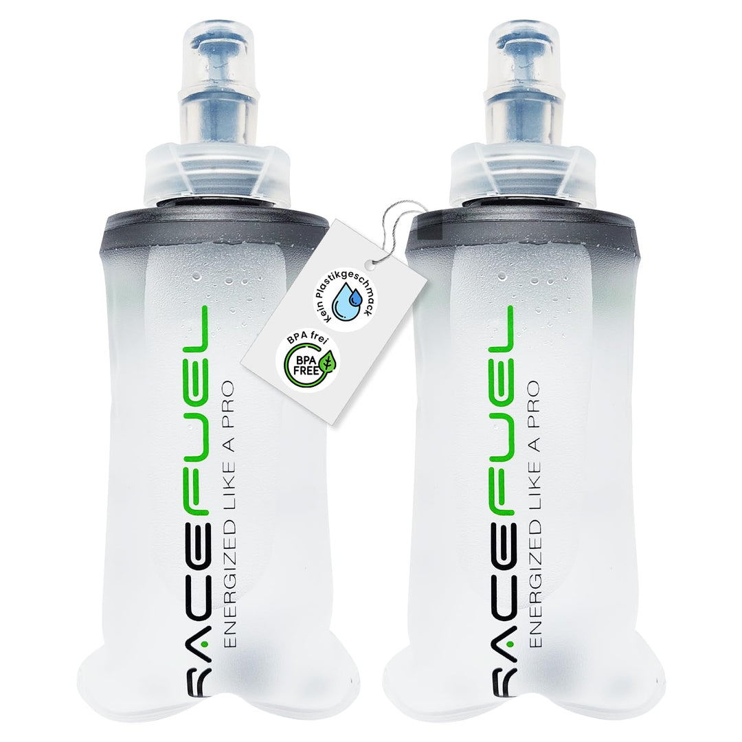 RACEFUEL Soft Flask 150ml – Faltbare Trinkflasche inkl. Energy Gel Rezept (QR-Code) – BPA-frei & lei