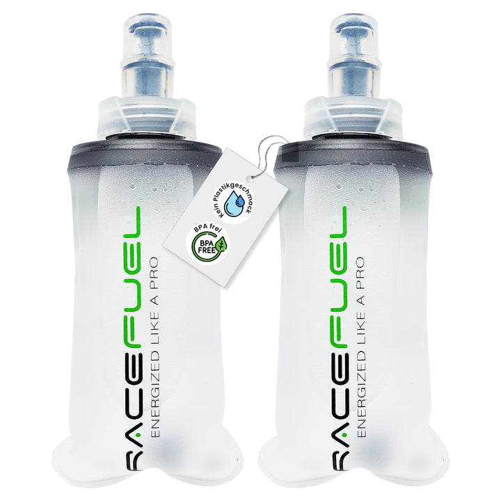 RACEFUEL Soft Flask 150ml – Faltbare Trinkflasche inkl. Energy Gel Rezept (QR-Code) – BPA-frei & lei