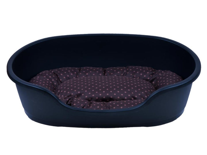 adena Hundekorb 71 x 48 cm anthrazit + Kissen Tupfen braun, L 71 x B 48 x H 22 cm
