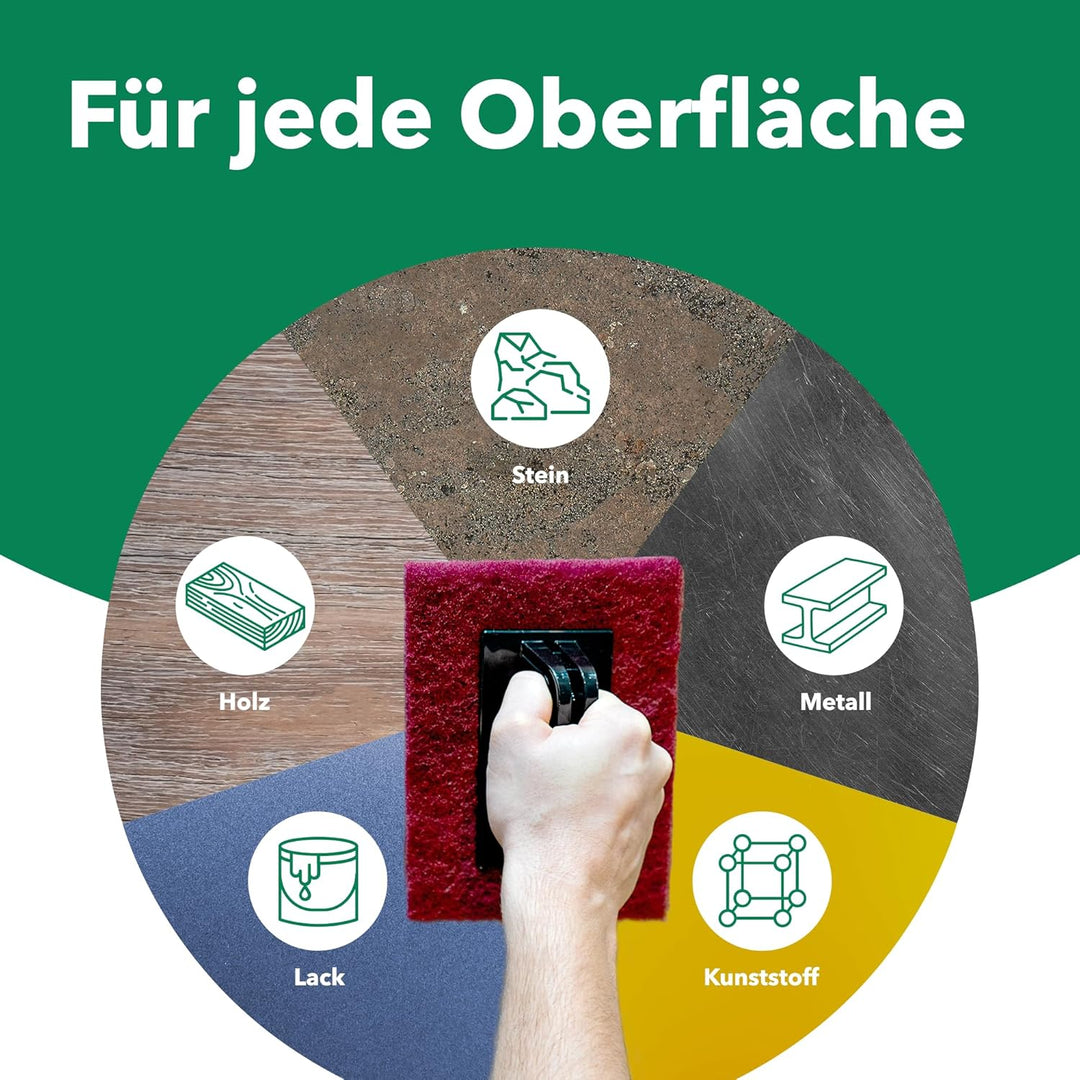 BISATEX® Schleifvlies 5er Set verschiedene Körnungen P100-800 - Langlebige & zuschneidabre Schleifpa