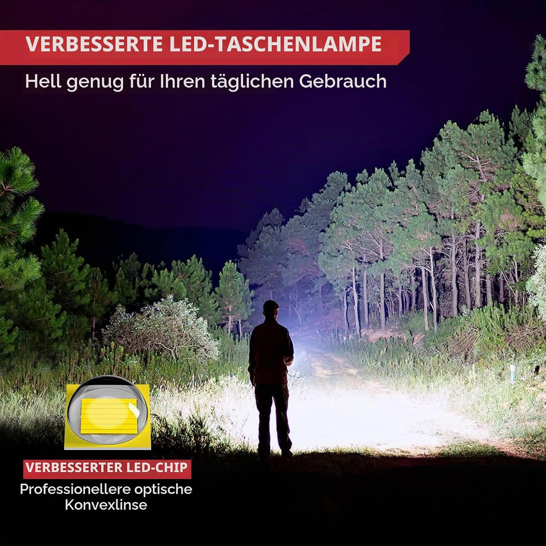 GEARLITE LED Taschenlampe Batteriebetrieben 2 Stücke, 2000 Lumen Extrem Hell Mit 5 Modi, IP65 Wasser