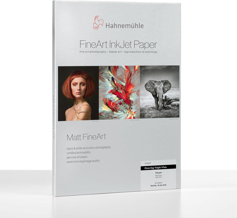 Hahnemühle 10641620 Digital FineArt Photo Rag Papier, 310 g/m², DIN A2, 420 x 594 mm, hellweiss, 420