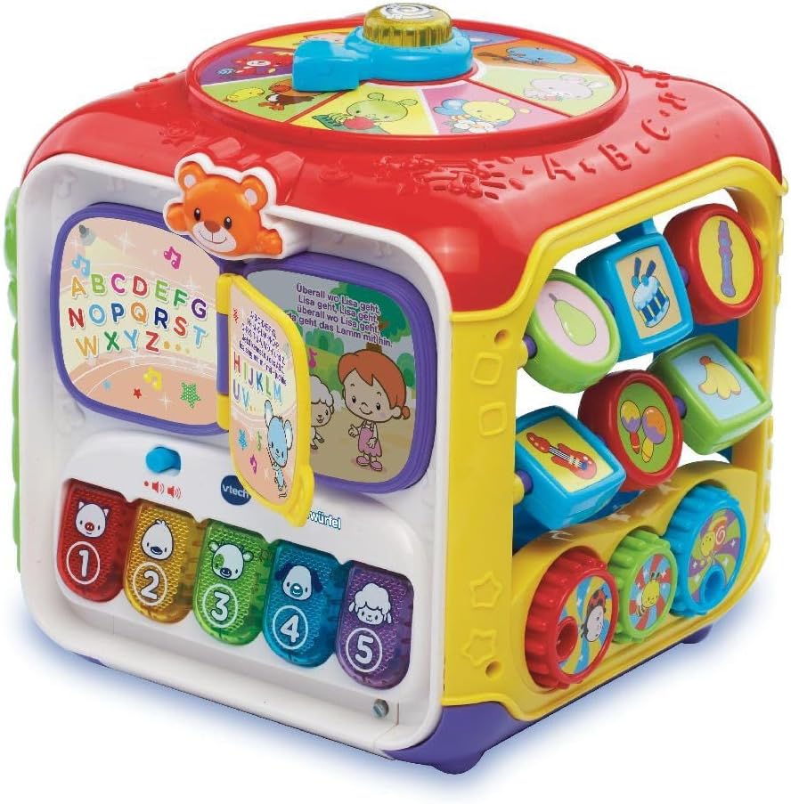 VTech Baby Entdeckerwürfel – Interaktiver Spielwürfel mit Musik, Formen und beweglichen Elementen –