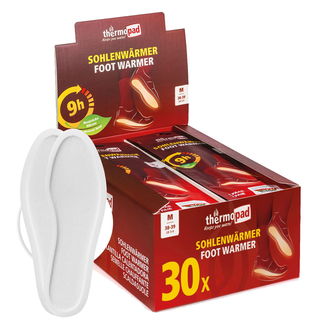 THERMOPAD Sohlenwärmer (Einlegesohle) – DAS ORIGINAL: 30 Paar Wärmepads für 8 Stunden Wärme I Sofort