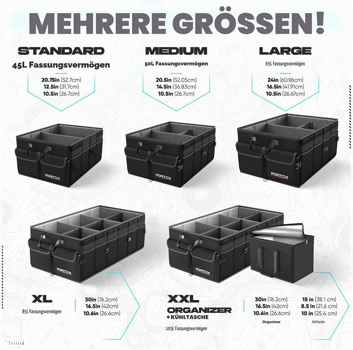 FORTEM Kofferraum Organizer, Kofferraumtasche, Zusammenklappbarer Auto Organizer Kofferraum mit Fäch