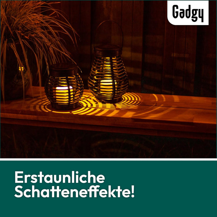 Gadgy Solar Laternen für Aussen - 2er Wetterfeste LED Deko-Lampen in Tropfen- & Kugelform - Solarleu