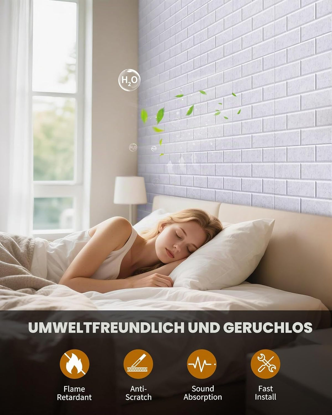 Jamelo 12 Stück Selbstklebende Akustikpaneele, 30x30x0,9cm，3D Hochdichte Ziegelstein-Akustikpaneele，