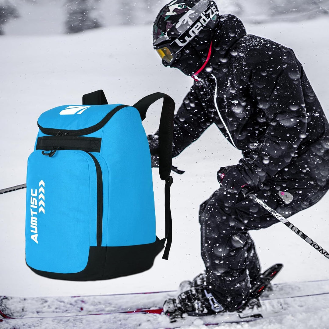 AUMTISC Skischuhtaschen mit Helmfach und Rucksackgurten, Skirucksack Skischuhrucksack mit Helmtasche