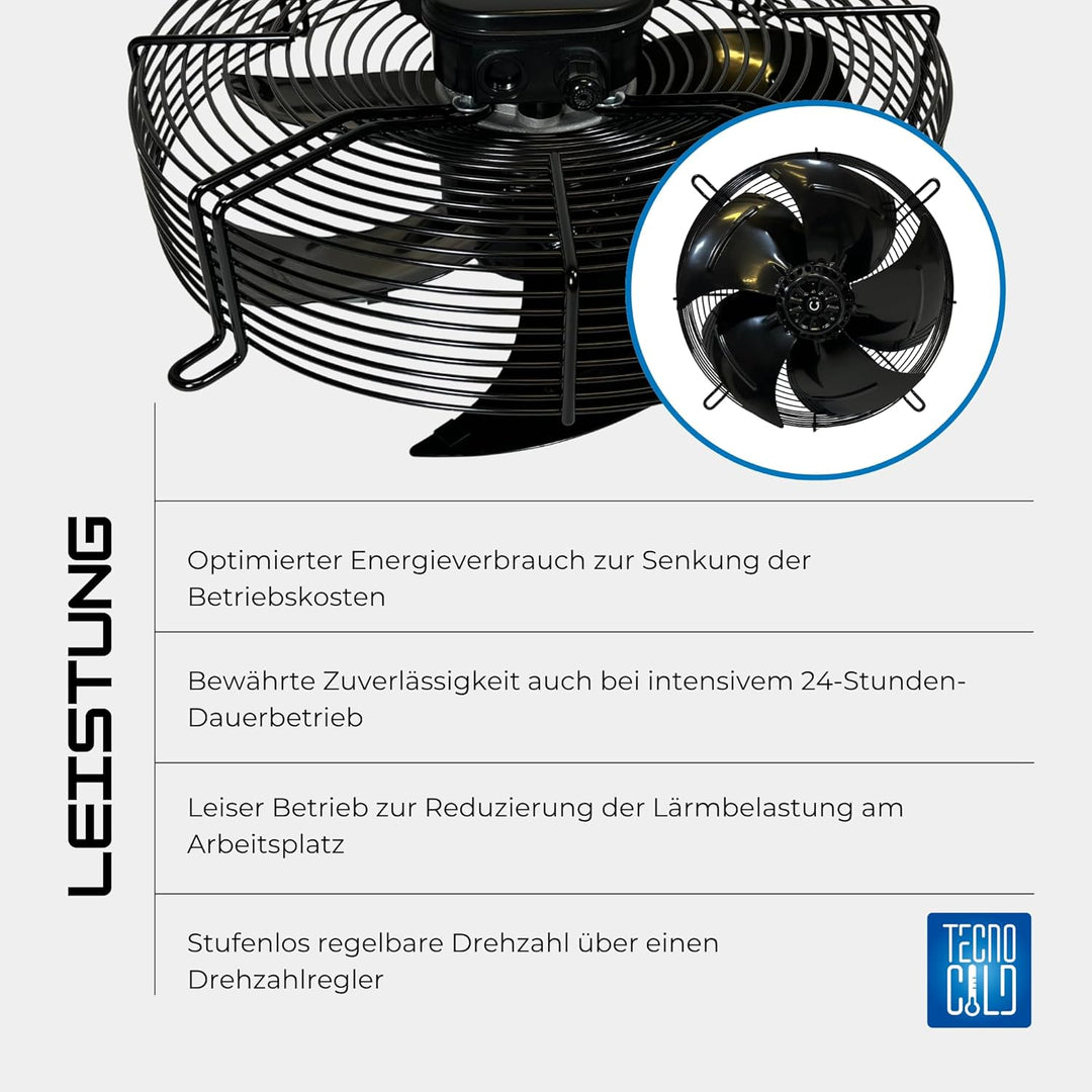 Axiallüfter 250 mm 230V – Industrieventilator mit Motor und Schutzgitter für Kühl- und Belüftungssys