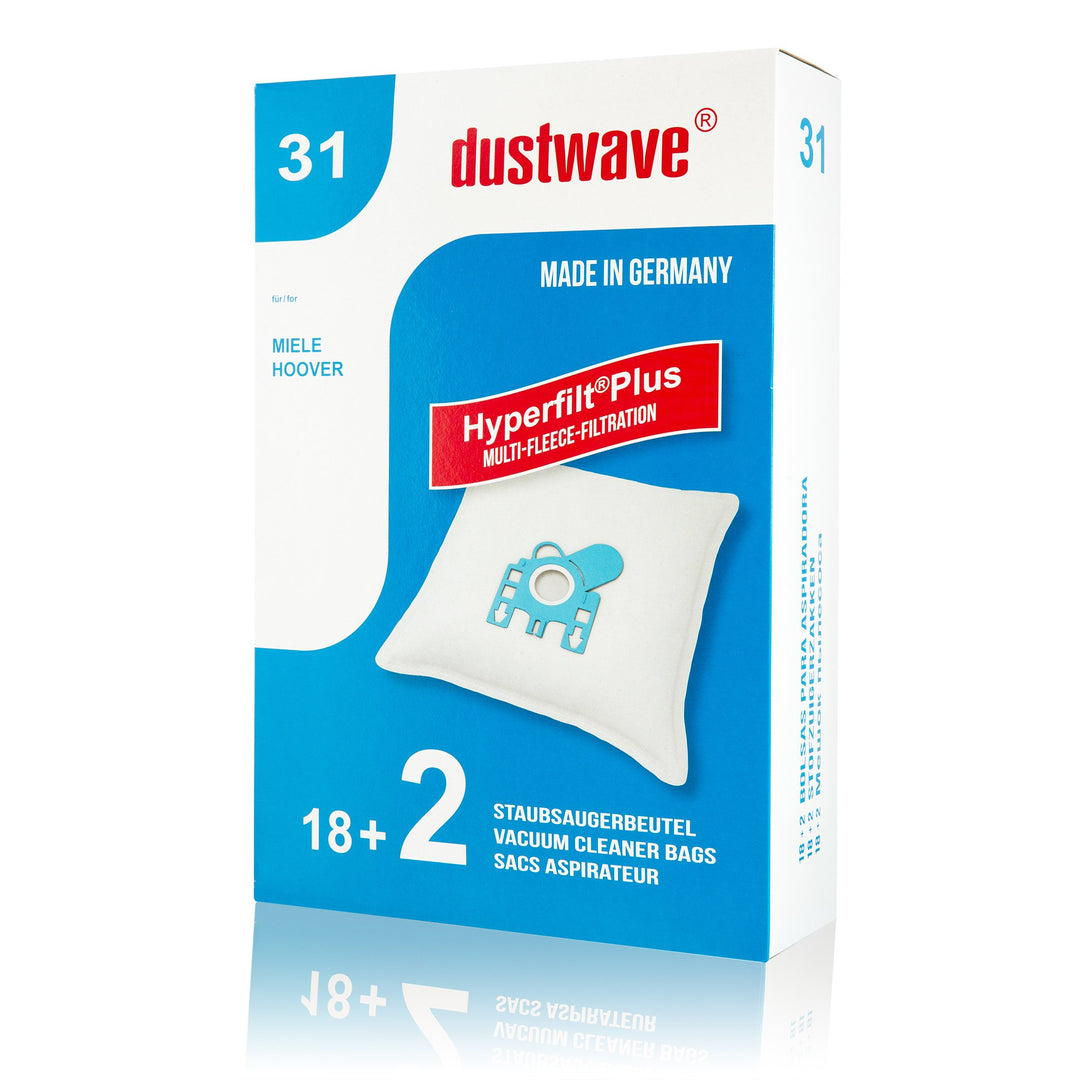 Megapack - 20 Staubsaugerbeutel passend für Miele - S381 / S 381 Bodenstaubsauger von dustwave® Mark
