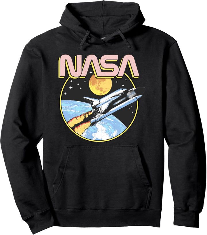 NASA Retro Shuttle Over The Earth Poster Pullover Hoodie