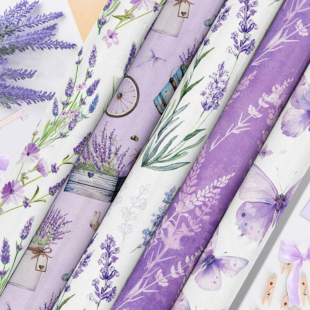 Scrapbook Papier Lila Blumen Muster Scrapbook Bastelpapier, 30x30 cm Scrapbooking Papier Motivpapier