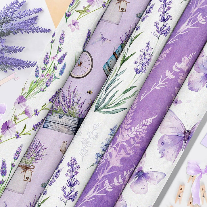 Scrapbook Papier Lila Blumen Muster Scrapbook Bastelpapier, 30x30 cm Scrapbooking Papier Motivpapier
