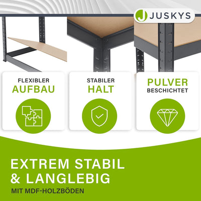 Juskys 2er-Set Lagerregal Easy 2X 160x80x40cm (HxBxT) - 640kg Traglast - 8 Böden - Metall Schwerlast