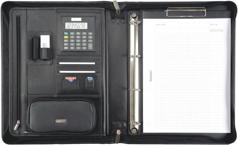 Alassio 30061 Ringbuchmappe A4 BOSA, Mappe aus Nappaleder, Ledermappe mit Ringmechanik und Klemmbret