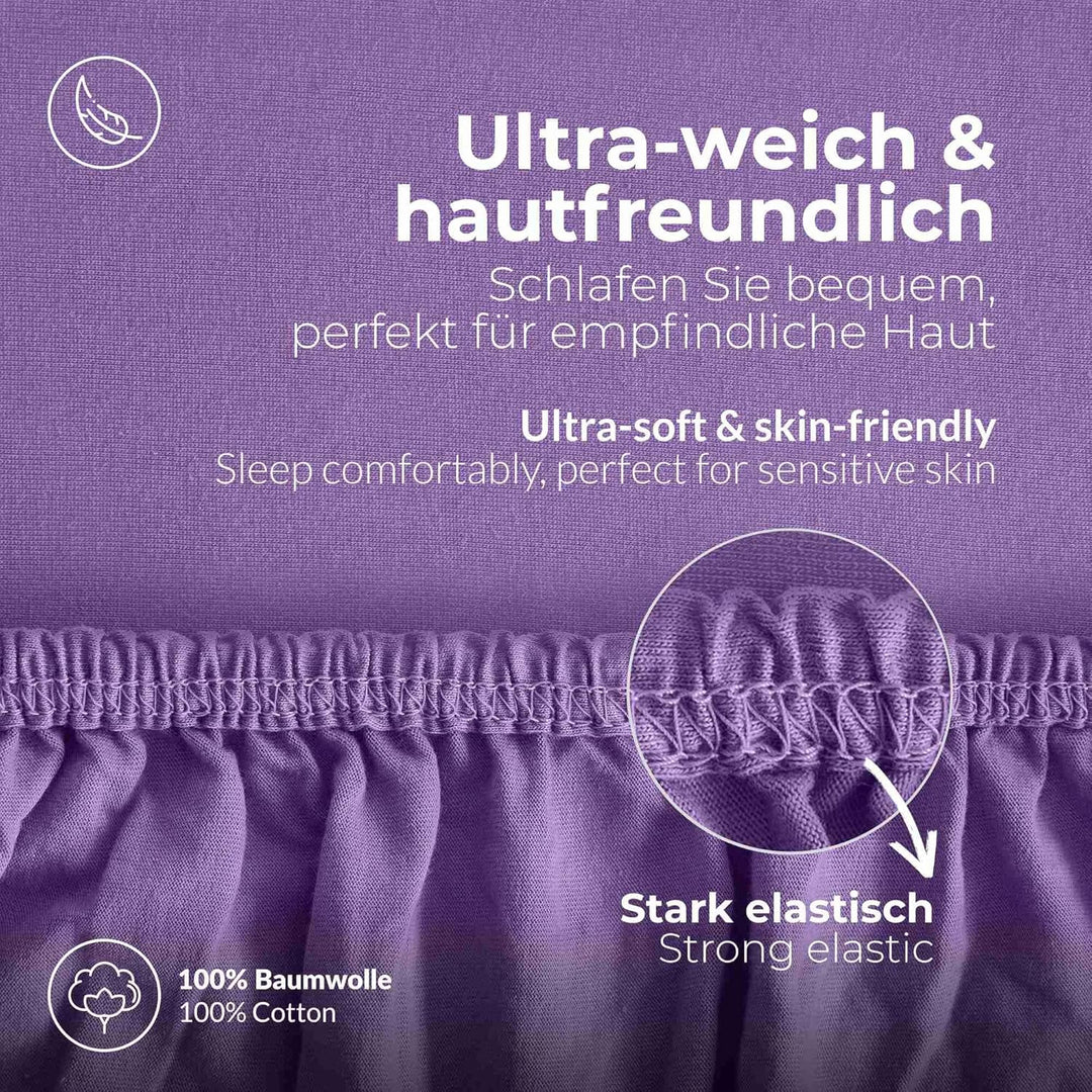 ETÉREA Jersey Spannbettlaken 140x200cm - 160x200-100% Baumwolle - Bettlaken Spannbetttuch 140x200cm
