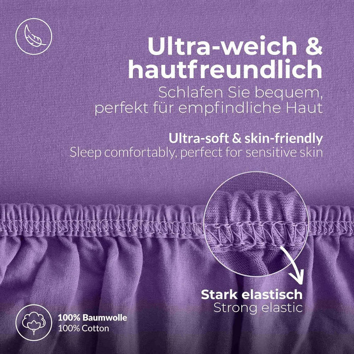 ETÉREA Jersey Spannbettlaken 140x200cm - 160x200-100% Baumwolle - Bettlaken Spannbetttuch 140x200cm