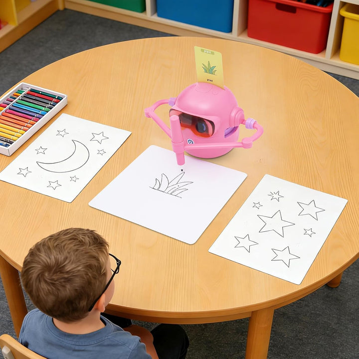Zeichenroboter Für Kinder, Lernspielzeug Zum Zeichnen | Mit 100 Karten & 12 Farbstiften, Automatisch