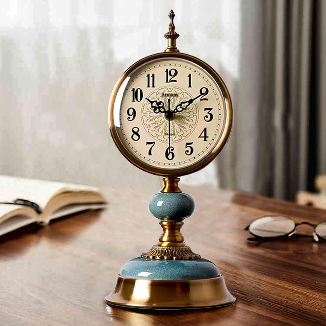 Vintage Tischuhr, Vintage Messing Standuhr, Antike Metall Schreibtischuhr batteriebetrieben, Antike