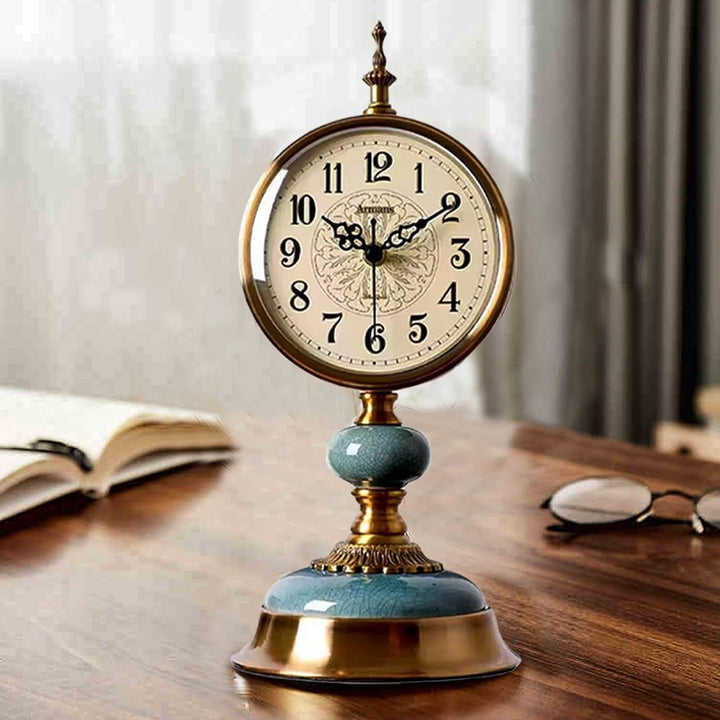 Vintage Tischuhr, Vintage Messing Standuhr, Antike Metall Schreibtischuhr batteriebetrieben, Antike