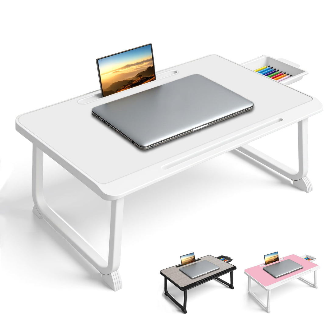 Laptop Bett Tisch - Schreibtisch, Nachttisch mit Schublade, für Laptop, Lesen, Schreiben, Essen und