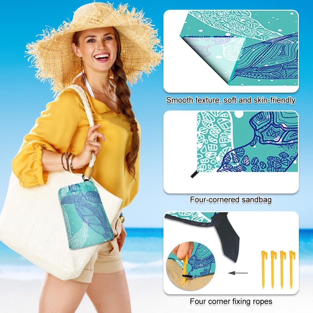 Stranddecke sandfrei, Extra gross 210 cm x 200 cm Picknickdecke, Wasserdicht, Wasser und feuchtigkei