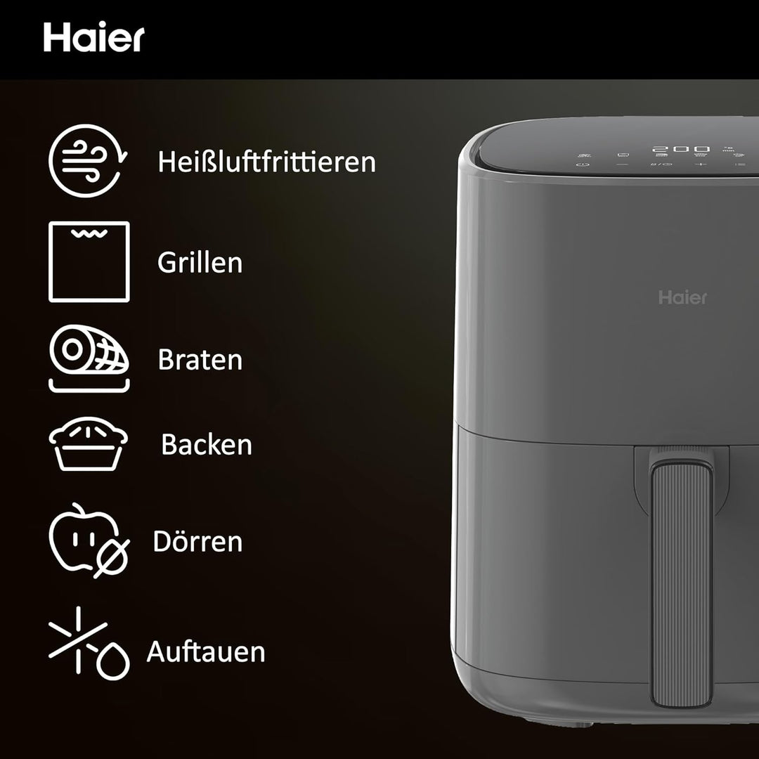 Haier Heissluftfritteuse mit LED DisplayI Airfryer mit 6 Programmen & 5L Volumen für 4 Personen I 15
