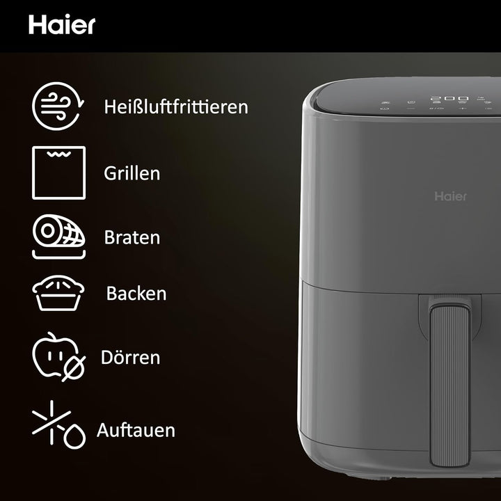 Haier Heissluftfritteuse mit LED DisplayI Airfryer mit 6 Programmen & 5L Volumen für 4 Personen I 15