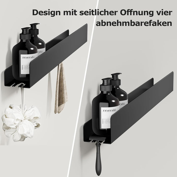 REKITA Duschablage ohne Bohren, Badezimmer Organizer 60 cm, Duschablage Edelstahl mit 5 Abnehmbaren