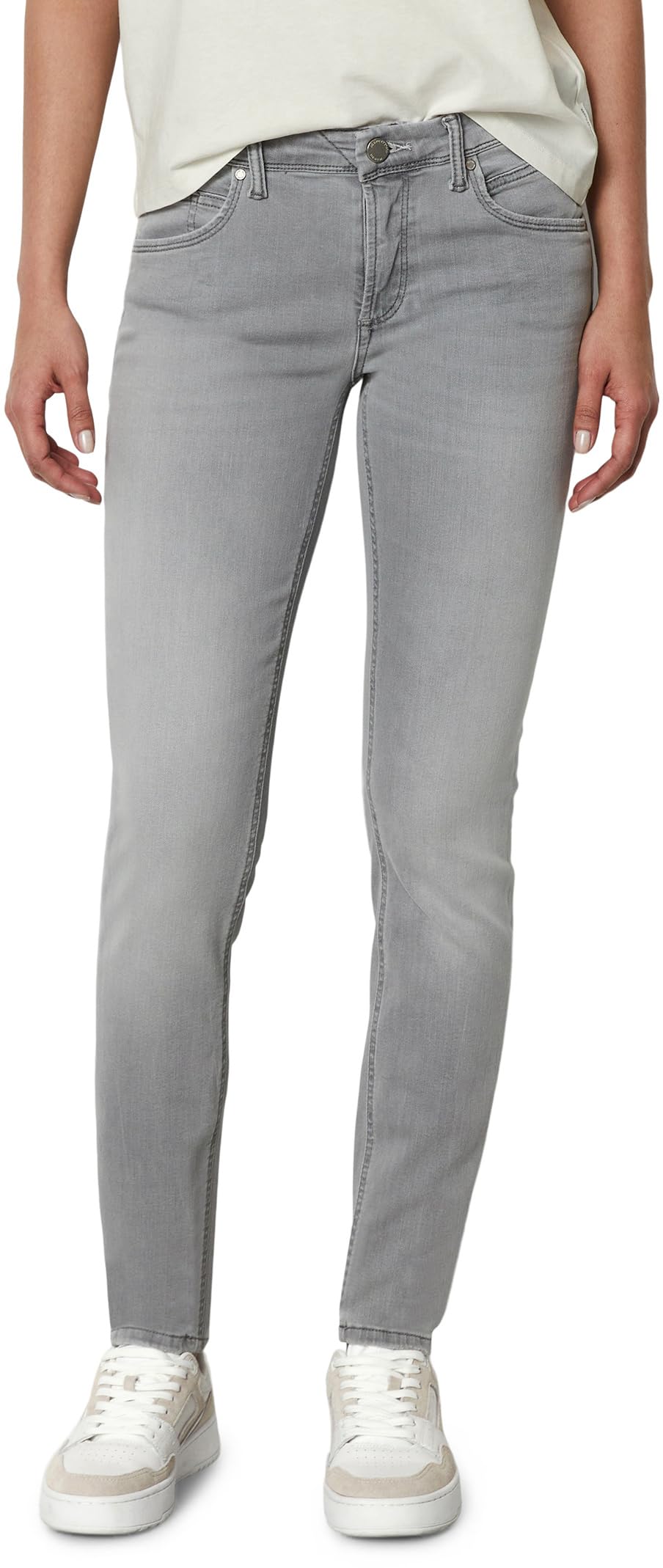 Marc O'Polo Denim Damen Jeanshose mit Stretch-Anteil Slim Fit 25W / 30L Light Grey_multi_05, 25W / 3