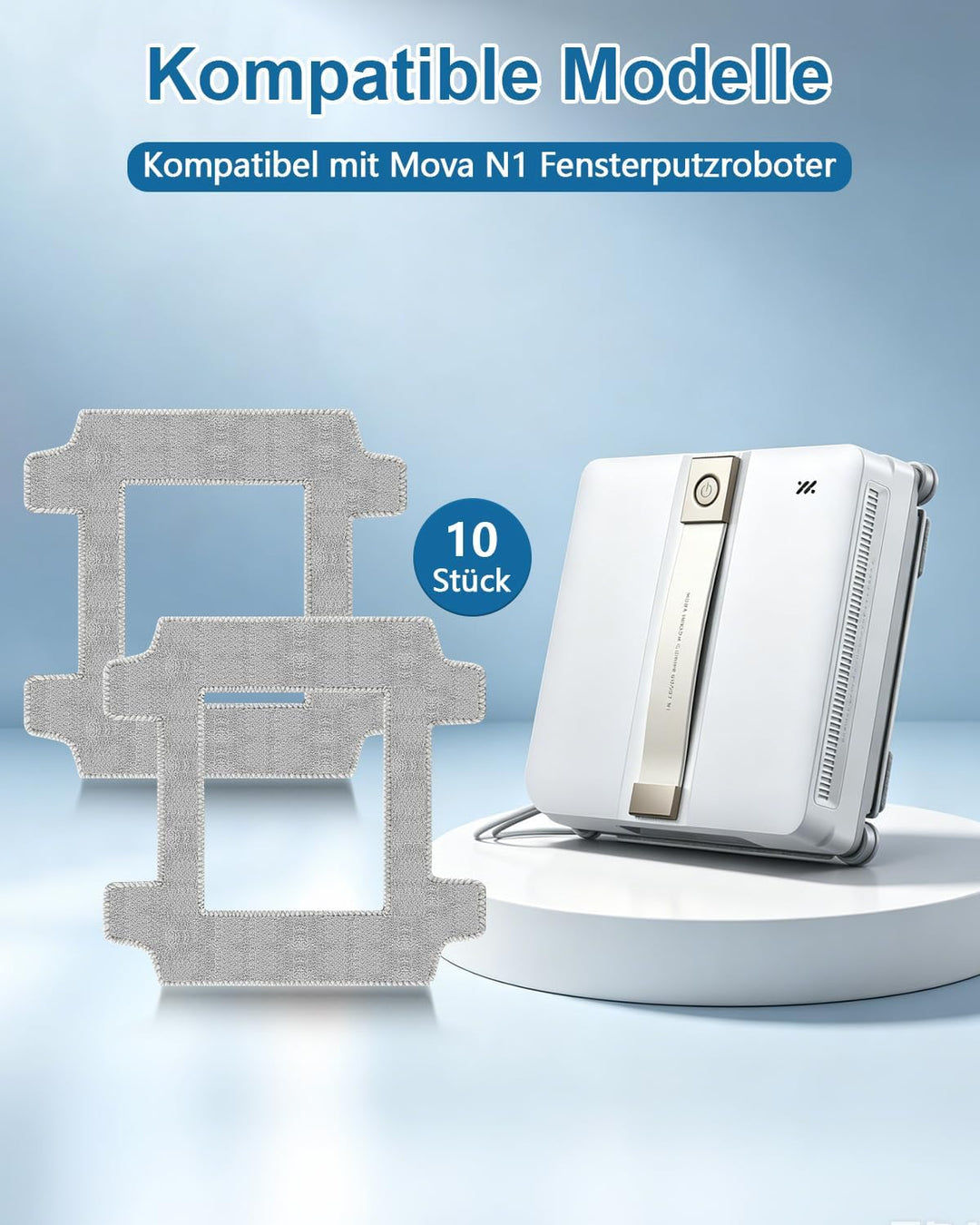 10 Stück Reinigungspad für MOVA N1 Fensterputzroboter, waschbare Mikrofaser Wischtücher für streifen
