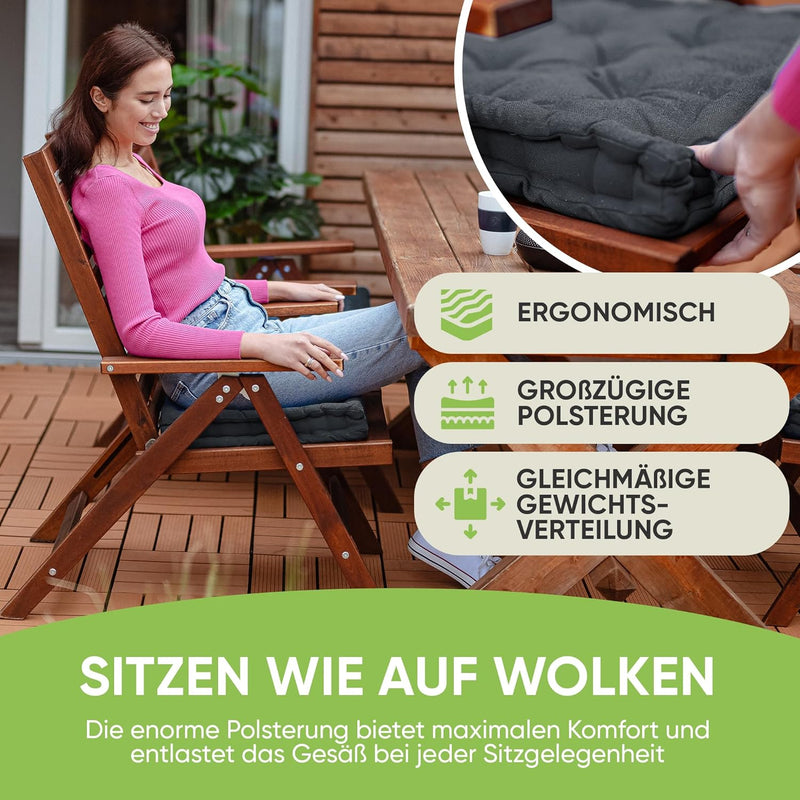 Gräfenstayn® 4er-Set Sitzkissen Stuhlkissen 40x40x8cm für Indoor und Outdoor aus 100% Baumwolle Dick